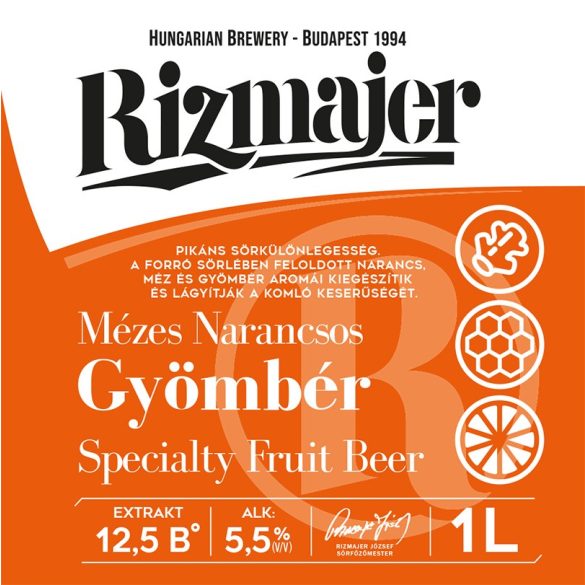 RIZMAJER MÉZES-NARANCSOS GYÖMBÉRSÖR 1 l